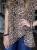 Leopard Shift Printed Short Sleeve Shirts & Tops