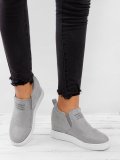 Fashion Letter Slip On Wedge Sneakers Faux Suede Wedge Heel Casual Sneakers