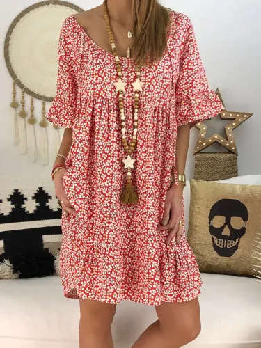 Chic Abstract Printed Short Sleeve Dress
