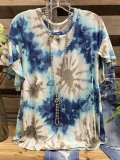 Blue Short Sleeve Dip-Dyed Casual Shirts & Tops