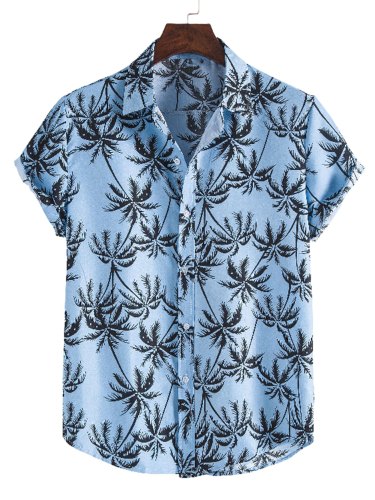Men's Palm Tree Print Short Sleeve Shirt