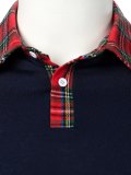 Men's Casual Plaid Insert Polo Shirt