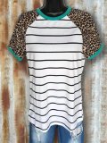 Printed Crew Neck Stripes Short Sleeve Shirts & Tops