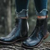Women's Vintage Low Heel Plus Size Ankle Booties Slip-on Short Chelsea Boots