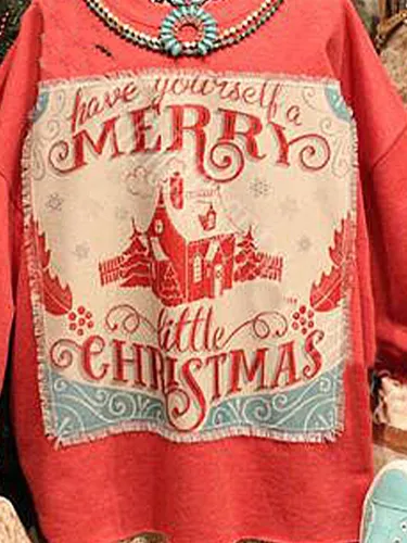 Christmas loose long sleeve printed sweatshirt