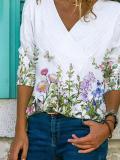 Casual Cotton-Blend Floral-Print Long Sleeve Shirts & Tops