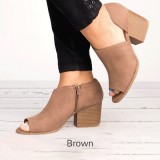 Large Size Peep Toe PU Zipper Pumps