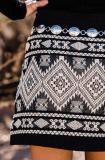 Black Casual Geometric Cotton-Blend Skirts
