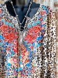 Long Sleeve Leopard Casual Flower Shirts & Tops