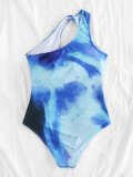 One Shoulder Galaxy Printed Cut Out One-Piece Swimwear