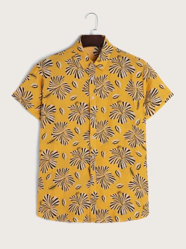 Men's Retro Floral Graphic Short Sleeve Shirt
