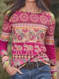 Cotton-Blend Printed Floral Long Sleeve Shirts & Tops