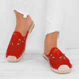 Women Fashion Embroidered Espadrille Flat Slippers Shoes