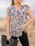 Floral-Print Boho Leopard Shirts & Tops