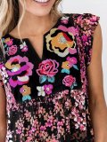 Casual V Neck Short Sleeve Floral Shirts & Tops