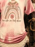 Short Sleeve Casual Ombre/tie-Dye Shirts & Tops