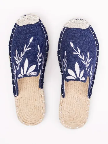 Women Fashion Embroidered Espadrille Flat Slippers Shoes