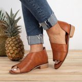 Pu Low Heel Date Sandals