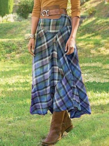 Checkered/plaid Casual Cotton-Blend Skirts
