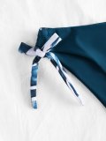 Leaf Print Tie Side Halter Bikini