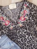 Leopard Shift Floral-Print Boho Shirts & Tops
