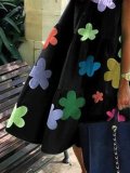Black Sweet Casual Holiday Floral Printed Short Sleeve A-line Dresses