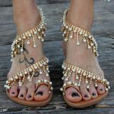 Women Plus Size Imitation Pearls Sandals Casual Slip-On Sandals