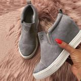 Fashion Letter Slip On Wedge Sneakers Faux Suede Wedge Heel Casual Sneakers