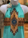 Geometric Sleeveless Cotton-Blend Shirts & Tops