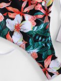 Flower Print Tie Side Plunging Swimsuit