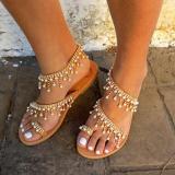Women Plus Size Imitation Pearls Sandals Casual Slip-On Sandals