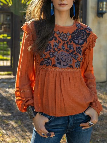 Orange Silk-Blend Shirts & Tops