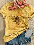 Jersey Short Sleeve Floral-Print Sweet Bee Shirts & Tops
