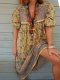 Bohemian casual vacation short sleeve V-neck dress