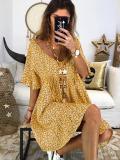 Women Floral Printed Short Sleeve Vintage Dresses