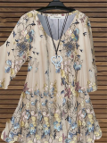 Short Sleeve Floral-Print Casual V Neck Shirts & Tops