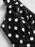 Polka Dot Print Plunge One-Piece Swimsui