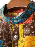 Men's Ethnic Patchwork Graphic Button Up Shirt