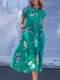 Casual Short Sleeve Cotton-Blend Floral Dresses