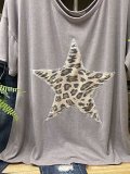 Gray Casual Leopard Shirts & Tops