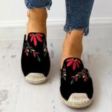 Women Fashion Embroidered Espadrille Flat Slippers Shoes