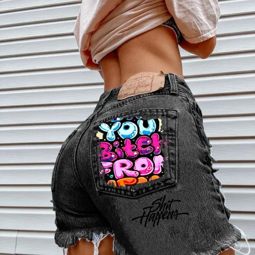 Fashion Wash Blue Jeans shorts you bic