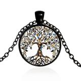 Tree of Life Time Gem Alloy Glass Necklace