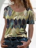 Casual Geometric Short Sleeve Shirts & Tops