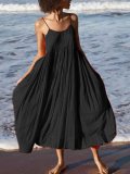 Orange Red Swing Spaghetti Cotton Holiday Dresses