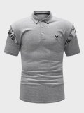 Men's solid color stitching casual POLO shirt