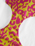 Contrast Leopard Print Cut Out One-Piece Swimsuit