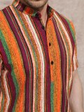 Men's Colorful Striped Button Up Shirt