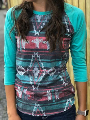 Cotton-Blend Long Sleeve Vintage Shirts & Tops