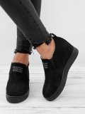 Fashion Letter Slip On Wedge Sneakers Faux Suede Wedge Heel Casual Sneakers